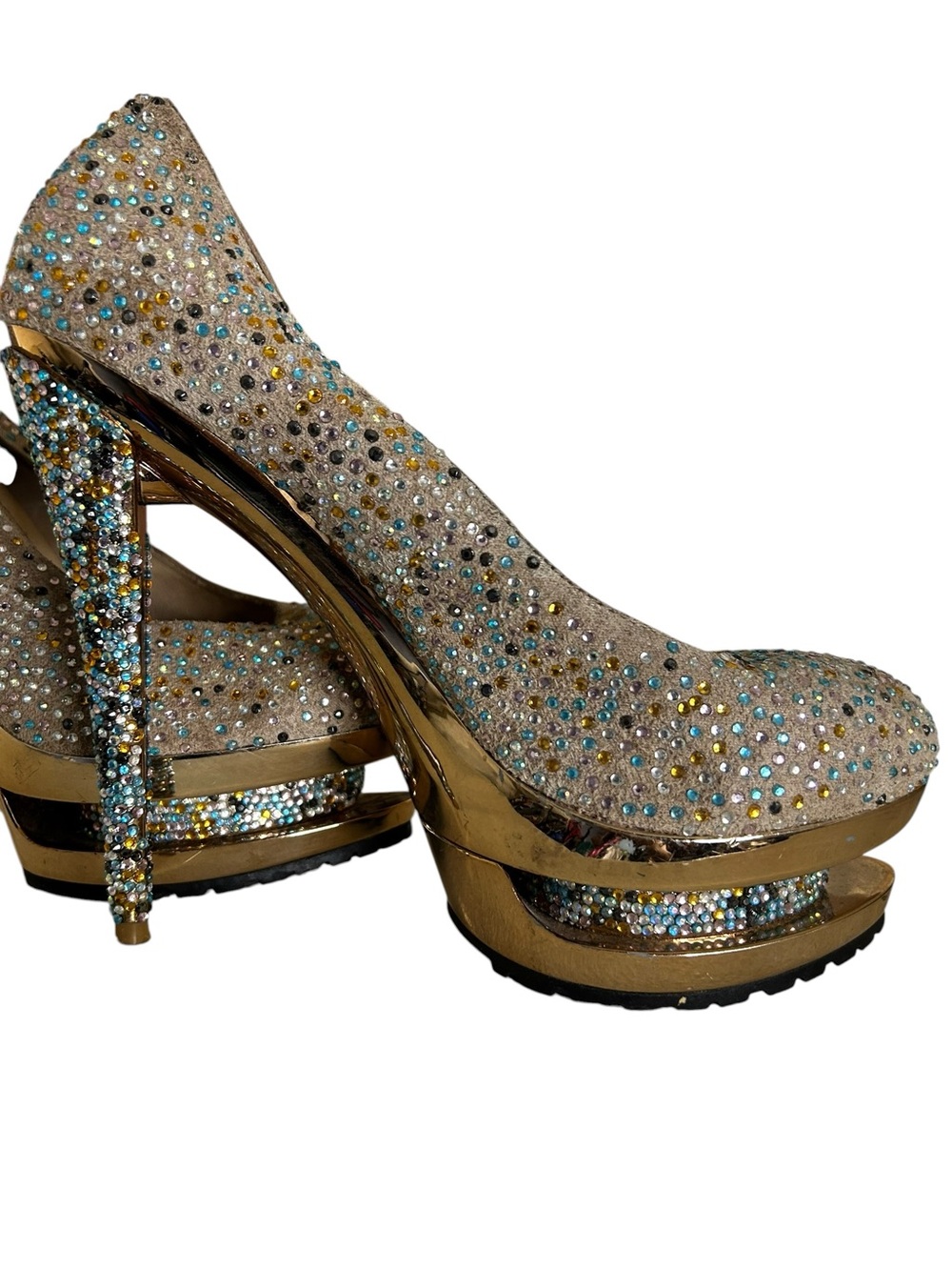 Gianmarco Lorenzi Women's Crystal Studded Stiletto Platform Pumps - Size EU 40